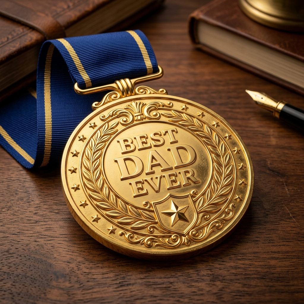 Best Dad Ever 24k Gold Medal